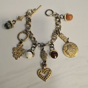 Gold Toned Charm Bracelet with Multicolor Accents